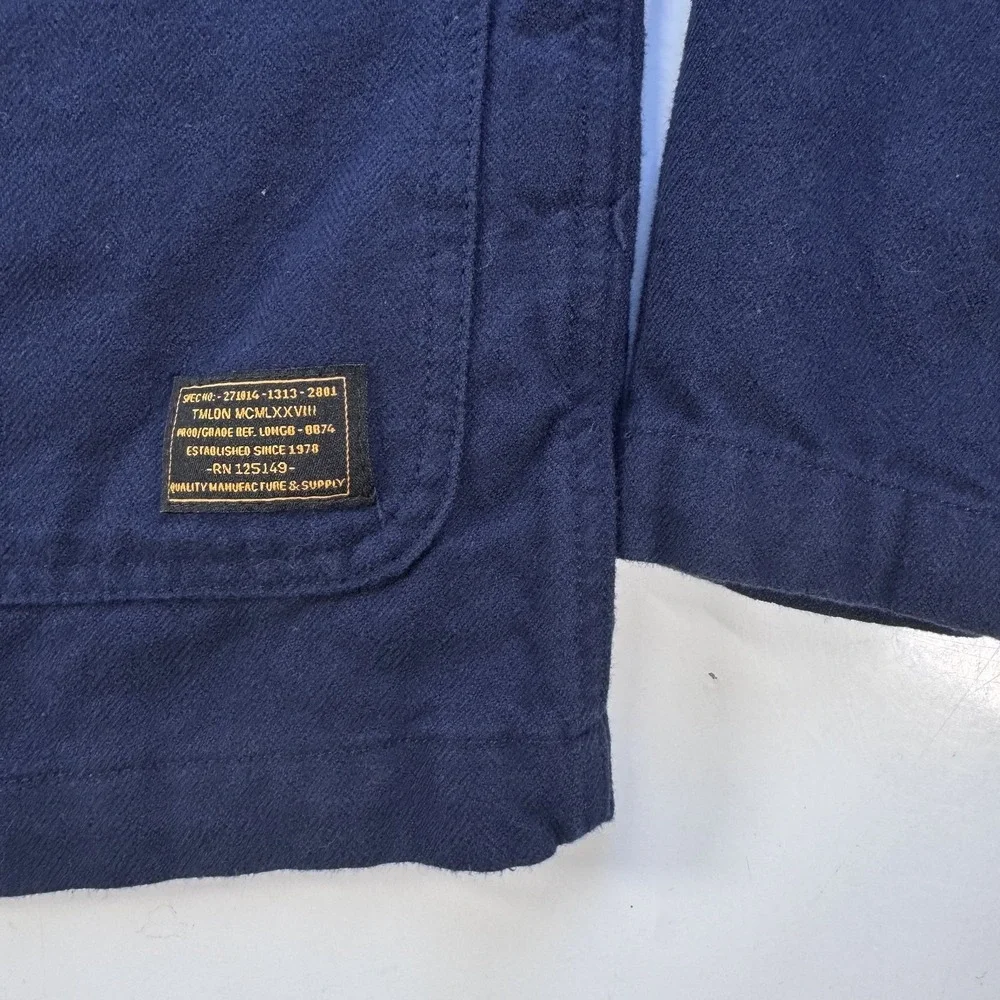 TOPMAN Lightweight Cotton Utility Chore Jacket Mens Small Blue Herringbone